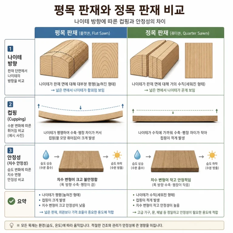 목재 뒤틀림 방지 방법: 건조, 보관, 작업 전 관리까지